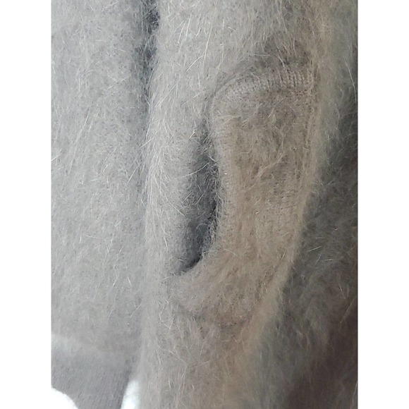 Connie A. Lee Angora Button Down Sweater Coat Jacket Gray Lavender Beading M/L - Picture 6 of 12